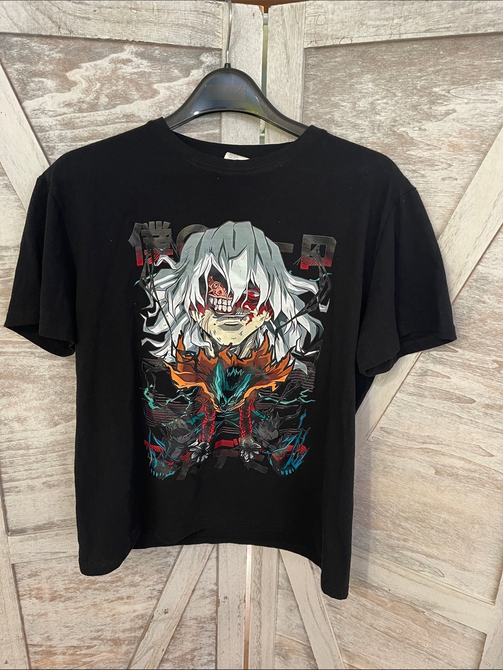 Graphic Anime Black Unisex T-Shirt with Multicolor Print